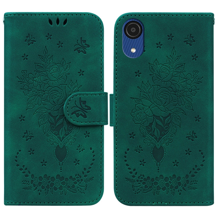 Butterfly Rose Embossed Leather Phone Case, For Samsung Galaxy A22 5G, For Samsung Galaxy A03 166mm, For Samsung Galaxy A03 Core, For Samsung Galaxy A10 / M10
