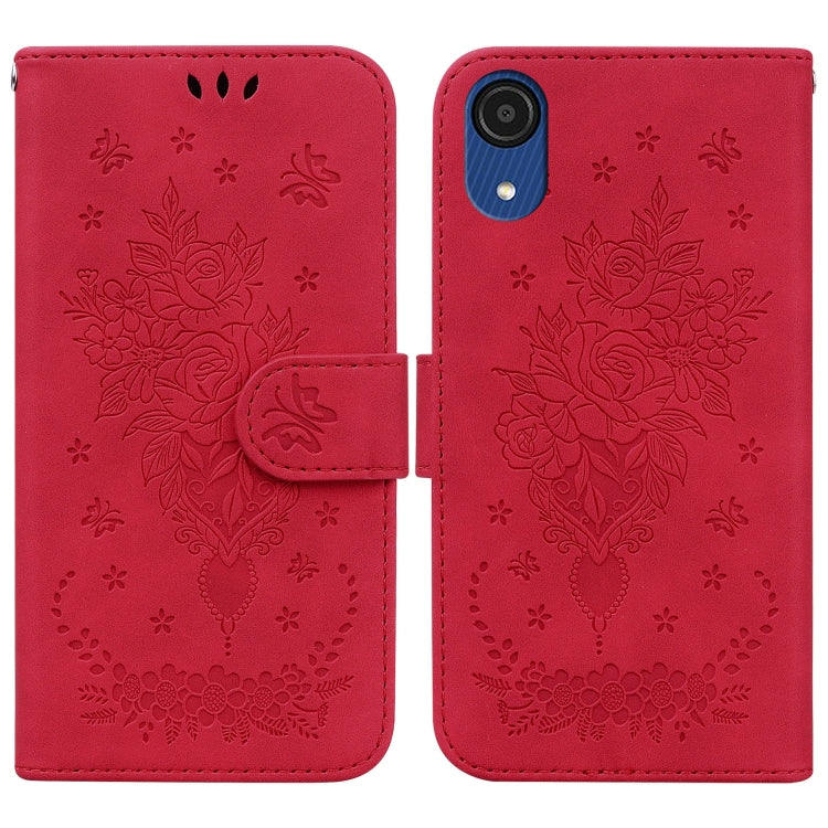 Butterfly Rose Embossed Leather Phone Case, For Samsung Galaxy A22 5G, For Samsung Galaxy A03 166mm, For Samsung Galaxy A03 Core, For Samsung Galaxy A10 / M10