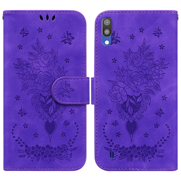 Butterfly Rose Embossed Leather Phone Case, For Samsung Galaxy A22 5G, For Samsung Galaxy A03 166mm, For Samsung Galaxy A03 Core, For Samsung Galaxy A10 / M10