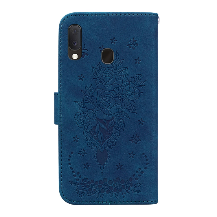 Butterfly Rose Embossed Leather Phone Case, For Samsung Galaxy A10e / A20e, For Samsung Galaxy A13 4G, For Samsung Galaxy A20 / A30, For Samsung Galaxy A33 5G