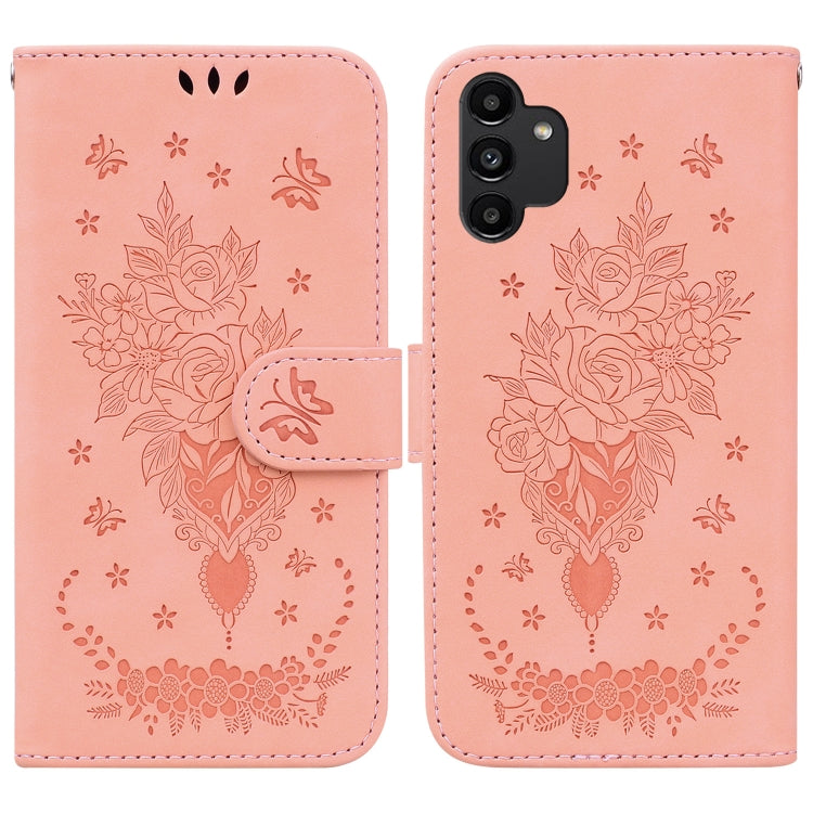 Butterfly Rose Embossed Leather Phone Case, For Samsung Galaxy A10e / A20e, For Samsung Galaxy A13 4G, For Samsung Galaxy A20 / A30, For Samsung Galaxy A33 5G