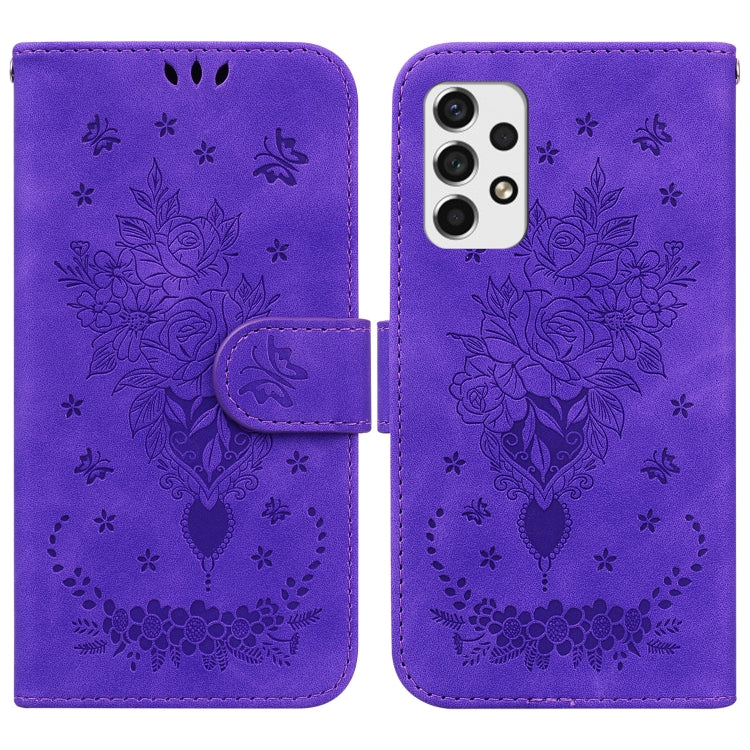 Butterfly Rose Embossed Leather Phone Case, For Samsung Galaxy A10e / A20e, For Samsung Galaxy A13 4G, For Samsung Galaxy A20 / A30, For Samsung Galaxy A33 5G