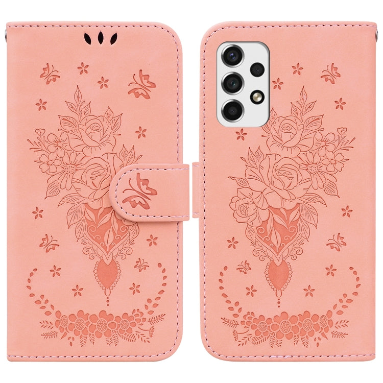 Butterfly Rose Embossed Leather Phone Case, For Samsung Galaxy A10e / A20e, For Samsung Galaxy A13 4G, For Samsung Galaxy A20 / A30, For Samsung Galaxy A33 5G