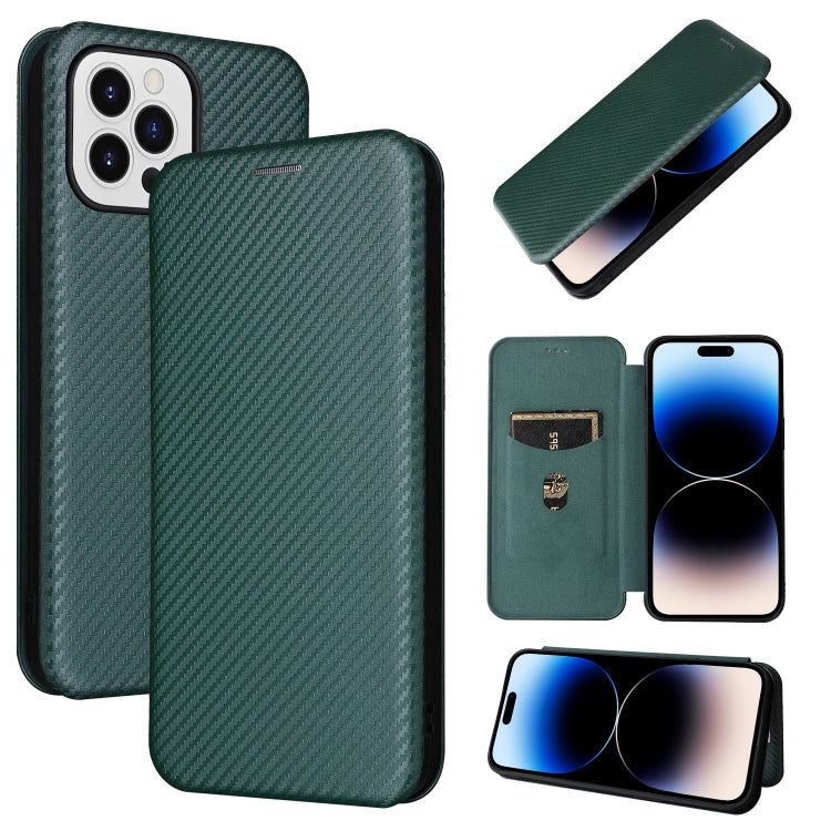 Carbon Fiber Texture Magnetic Flip Leather Phone Case, For iPhone 14, For iPhone 14 Plus, For iPhone 14 Pro, For iPhone 14 Pro Max