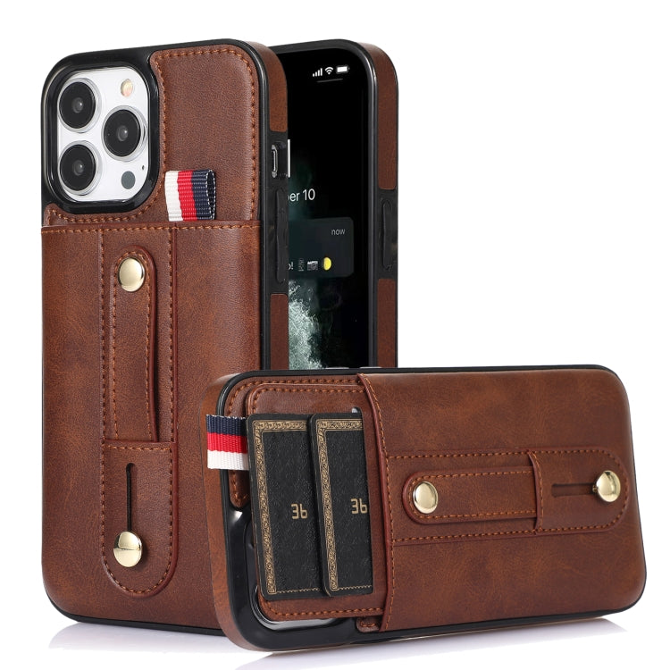 Wristband Kickstand Wallet Leather Phone Case, For iPhone 13 mini, For iPhone 13, For iPhone 13 Pro, For iPhone 13 Pro Max