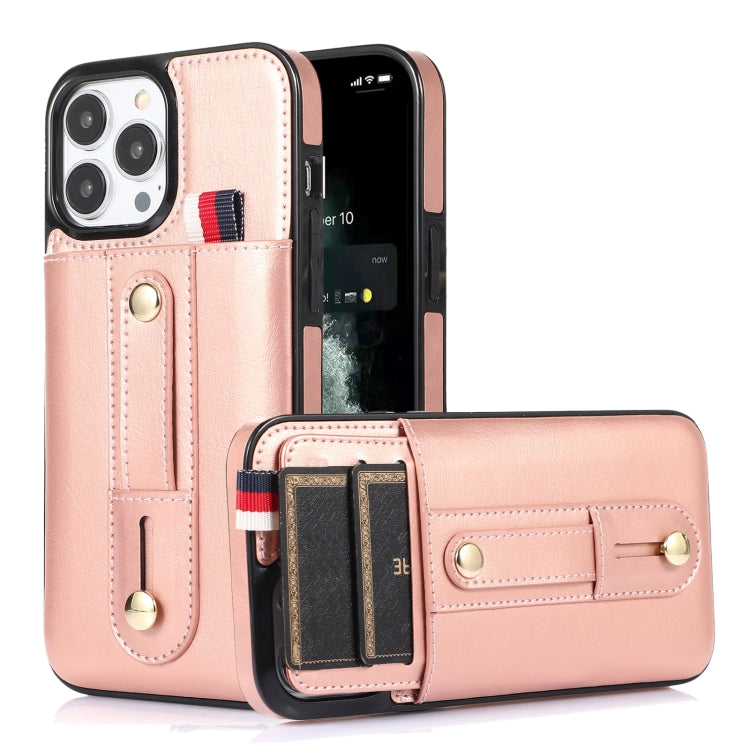 Wristband Kickstand Wallet Leather Phone Case, For iPhone 13 mini, For iPhone 13, For iPhone 13 Pro, For iPhone 13 Pro Max