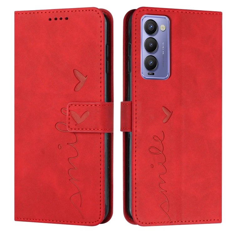 Skin Feel Heart Pattern Leather Phone Case, For Tecno Camon 17 Pro/Camon 17P, For Tecno Camon 18, For Tecno Camon 18 Premier, For Tecno POP 5 LTE