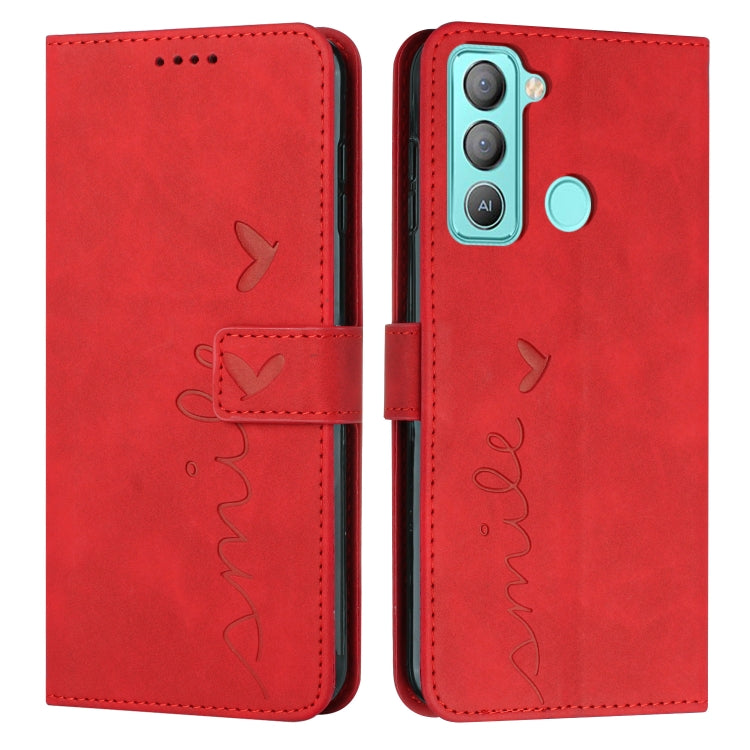 Skin Feel Heart Pattern Leather Phone Case, For Tecno Camon 17 Pro/Camon 17P, For Tecno Camon 18, For Tecno Camon 18 Premier, For Tecno POP 5 LTE