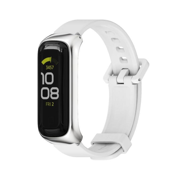MIJOBS Metal Case Silicone Watch Band, For Samsung Galaxy Fit 2