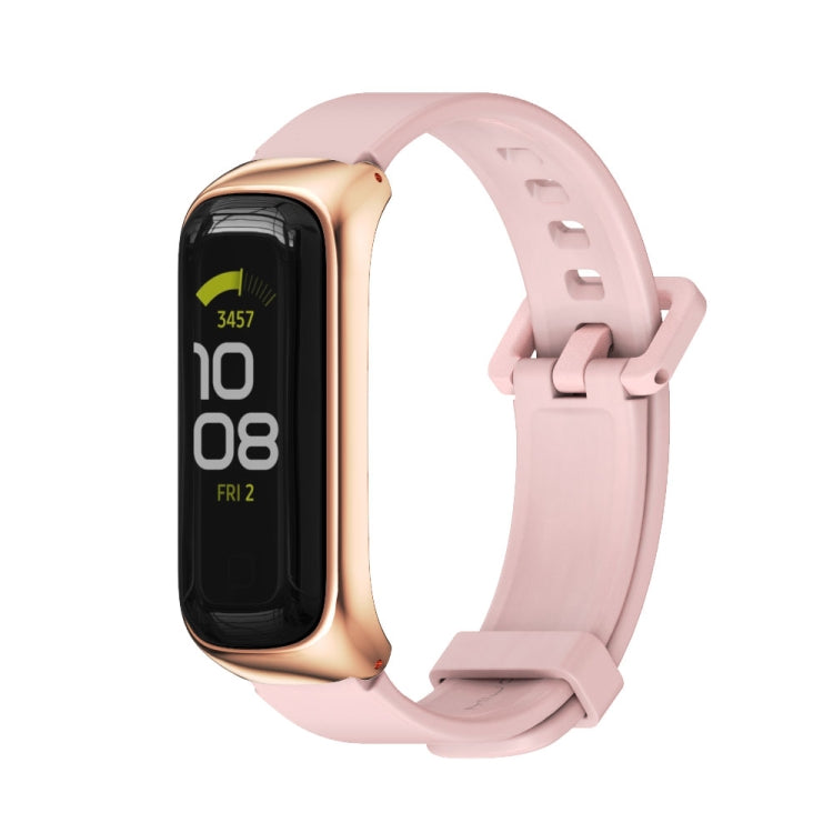 MIJOBS Metal Case Silicone Watch Band, For Samsung Galaxy Fit 2