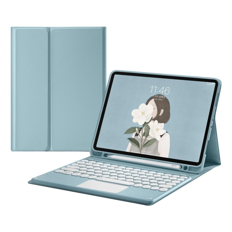 Round Cap Bluetooth Keyboard Leather Case with Pen Slot & Touchpad, For Samsung Galaxy Tab S7, For Samsung Galaxy Tab A7 10.4 2020