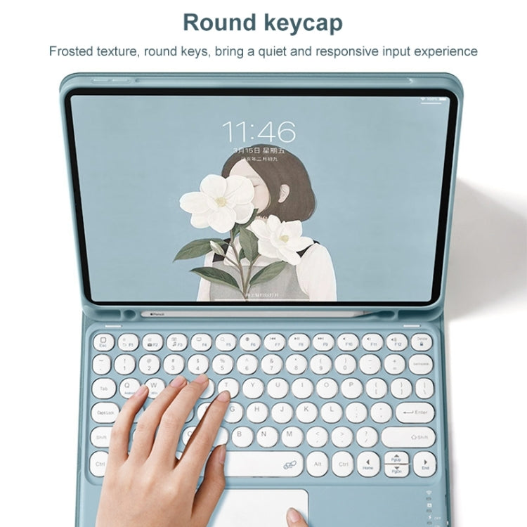 Round Cap Bluetooth Keyboard Leather Case with Pen Slot & Touchpad, For Samsung Galaxy Tab S7, For Samsung Galaxy Tab A7 10.4 2020