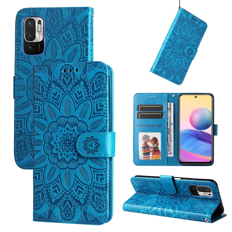 Embossed Sunflower Leather Phone Case, For Xiaomi Redmi Note 10 4G / Note 10S 4G, For Xiaomi Redmi Note 10 5G, For Xiaomi Redmi Note 10 Pro / Note 10 Pro Max, For Xiaomi Redmi Note 11 5G  / Poco M4 Pro 5G