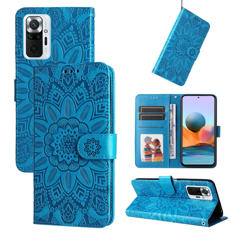 Embossed Sunflower Leather Phone Case, For Xiaomi Redmi Note 10 4G / Note 10S 4G, For Xiaomi Redmi Note 10 5G, For Xiaomi Redmi Note 10 Pro / Note 10 Pro Max, For Xiaomi Redmi Note 11 5G  / Poco M4 Pro 5G