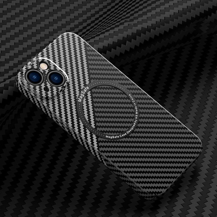 Carbon Fiber Texture MagSafe Magnetic Phone Case, For iPhone 14, For iPhone 14 Plus, For iPhone 14 Pro