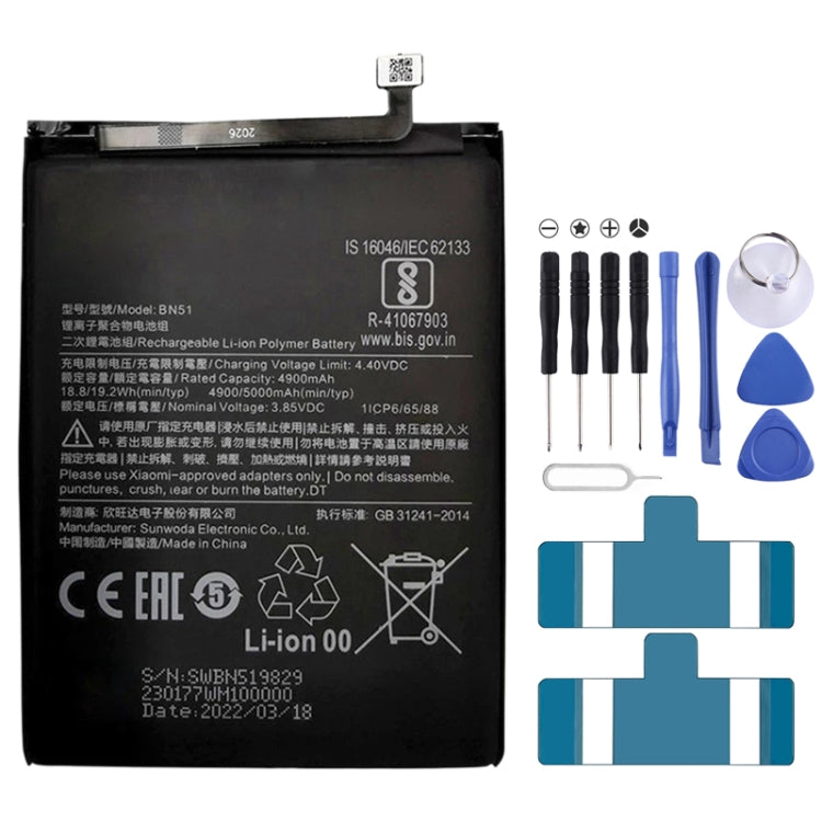 BN53 4820 mAh Li-Polymer Battery Replacement For Xiaomi Redmi Note 9 Pro 5G, BM37, BN51, BM52, BM4M, BM4Q, BN56, BM55, BN53, BN62, BM54, BM4X, BM4Y, BM57, BN59, BP42, 38, BP44, BM5A, BP47, BN66, BM58, BP43, BN57, BS01FA