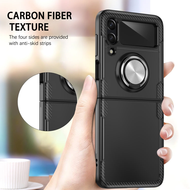 Shockproof Transparent TPU + Acrylic Protective Phone Case with Ring Holder, For Samsung Galaxy Z Flip4, For Samsung Galaxy Z Flip3 5G