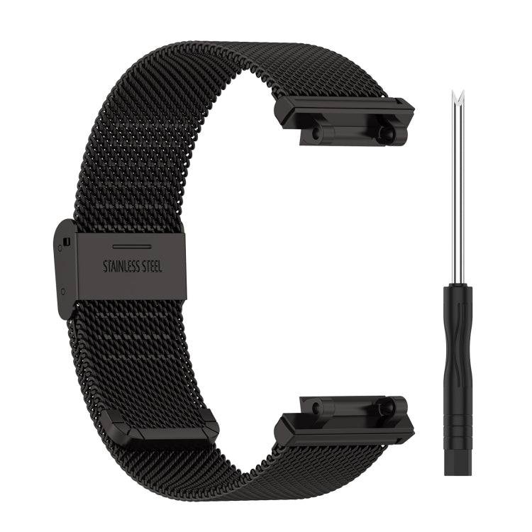 For Huami Amazfit T-Rex 2 Snap-fit Stainless Steel Mesh Watch Band