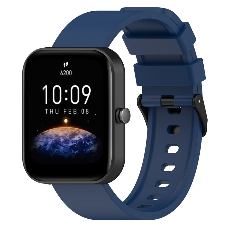 20mm Step Silicone Strap Stainless Steel Black Buckle, For Amazfit Bip 3