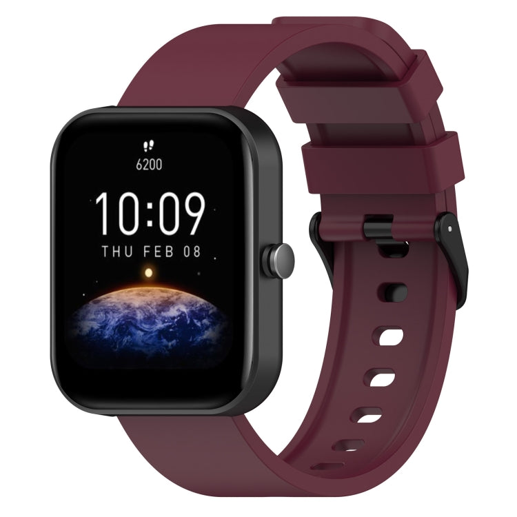 20mm Step Silicone Strap Stainless Steel Black Buckle, For Amazfit Bip 3
