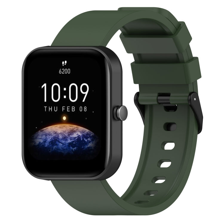 20mm Step Silicone Strap Stainless Steel Black Buckle, For Amazfit Bip 3