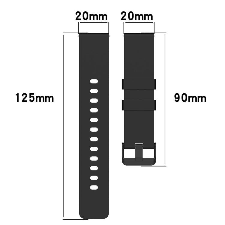 20mm Step Silicone Strap Stainless Steel Black Buckle, For Amazfit Bip 3