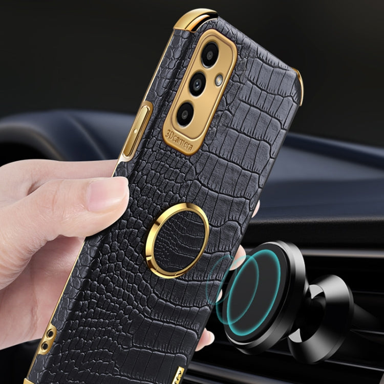 6D Electroplating Crocodile Texture Phone Case With Holder, For Samsung Galaxy A13 5G, For Samsung Galaxy A23 5G, For Samsung Galaxy A53, For Samsung Galaxy M52 5G