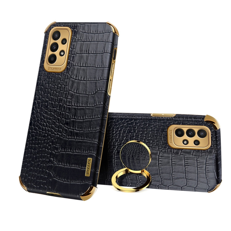 6D Electroplating Crocodile Texture Phone Case With Holder, For Samsung Galaxy A13 5G, For Samsung Galaxy A23 5G, For Samsung Galaxy A53, For Samsung Galaxy M52 5G