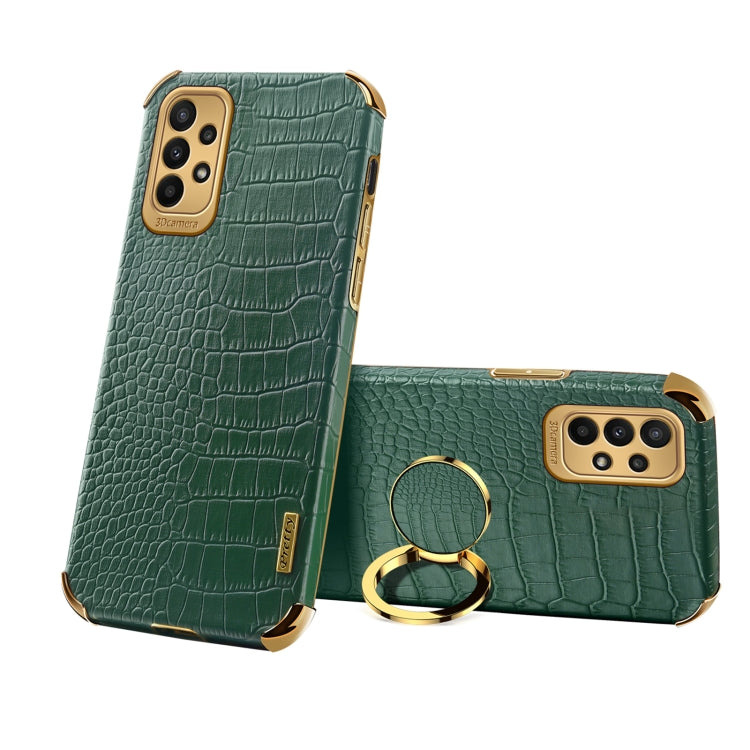 6D Electroplating Crocodile Texture Phone Case With Holder, For Samsung Galaxy A13 5G, For Samsung Galaxy A23 5G, For Samsung Galaxy A53, For Samsung Galaxy M52 5G