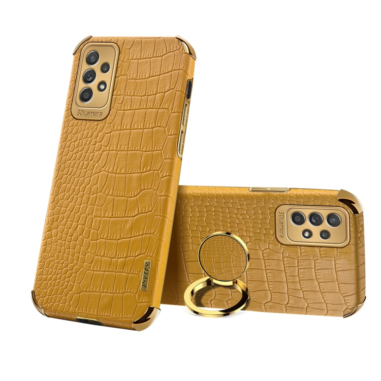 6D Electroplating Crocodile Texture Phone Case With Holder, For Samsung Galaxy A13 5G, For Samsung Galaxy A23 5G, For Samsung Galaxy A53, For Samsung Galaxy M52 5G