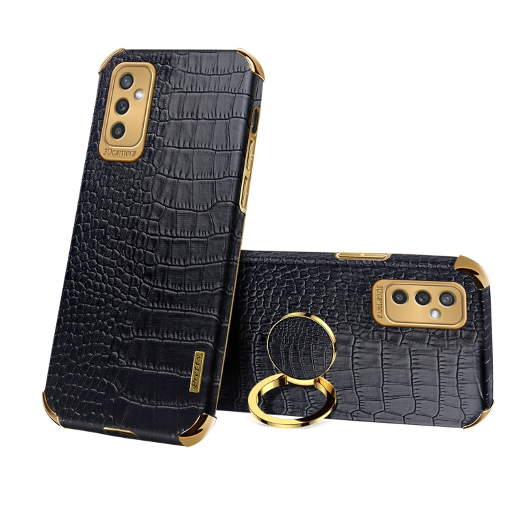 6D Electroplating Crocodile Texture Phone Case With Holder, For Samsung Galaxy A13 5G, For Samsung Galaxy A23 5G, For Samsung Galaxy A53, For Samsung Galaxy M52 5G