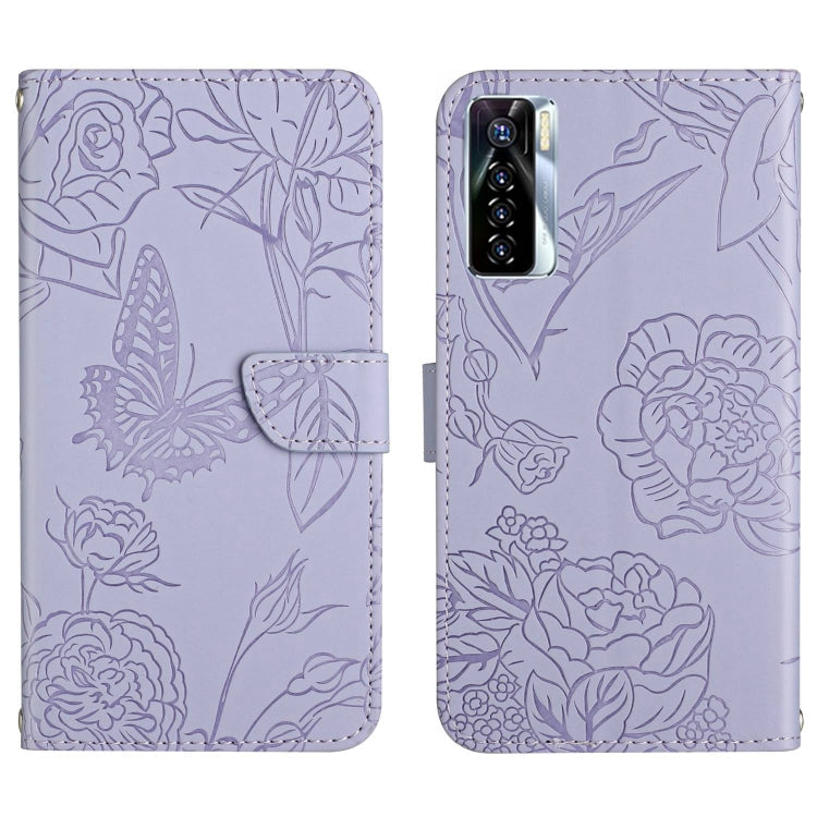 HT03 Skin Feel Butterfly Embossed Flip Leather Phone Case, For Tecno Camon 17 Pro, For Tecno Camon 17P, For Tecno Camon 18i, For Tecno Camon 18 P