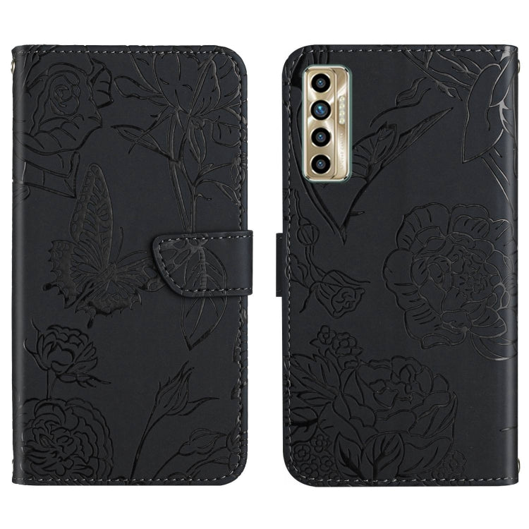 HT03 Skin Feel Butterfly Embossed Flip Leather Phone Case, For Tecno Camon 17 Pro, For Tecno Camon 17P, For Tecno Camon 18i, For Tecno Camon 18 P
