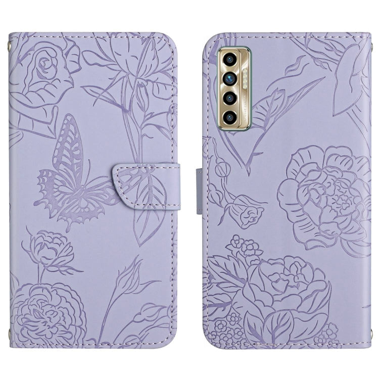 HT03 Skin Feel Butterfly Embossed Flip Leather Phone Case, For Tecno Camon 17 Pro, For Tecno Camon 17P, For Tecno Camon 18i, For Tecno Camon 18 P