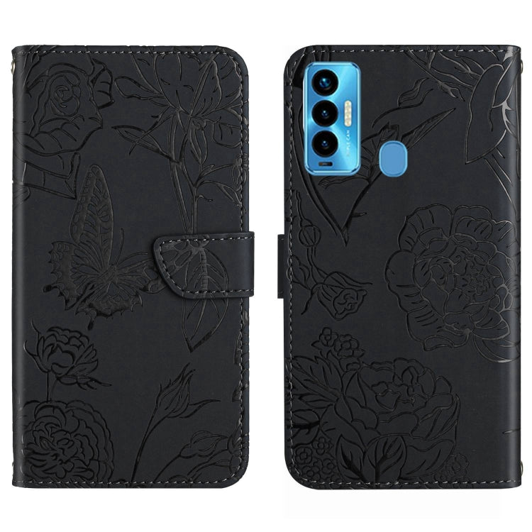 HT03 Skin Feel Butterfly Embossed Flip Leather Phone Case, For Tecno Camon 17 Pro, For Tecno Camon 17P, For Tecno Camon 18i, For Tecno Camon 18 P