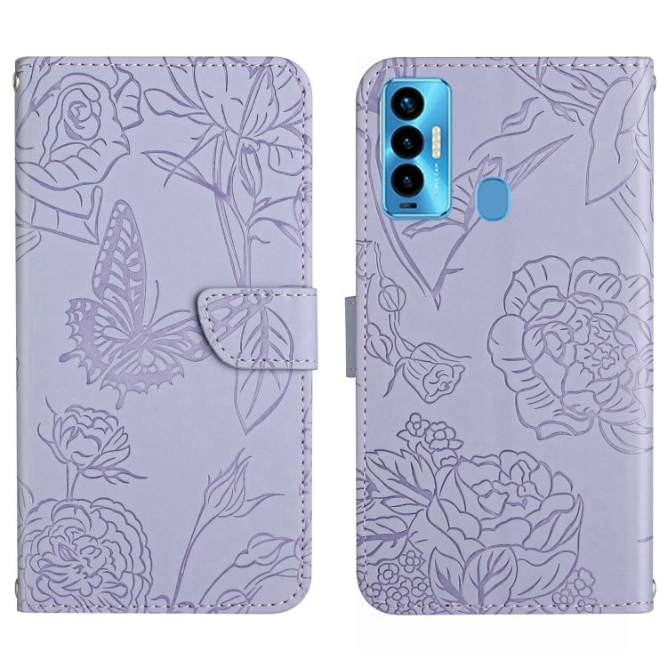 HT03 Skin Feel Butterfly Embossed Flip Leather Phone Case, For Tecno Camon 17 Pro, For Tecno Camon 17P, For Tecno Camon 18i, For Tecno Camon 18 P