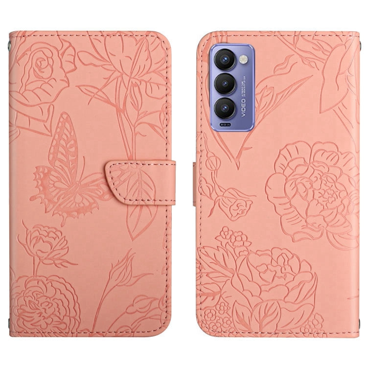 HT03 Skin Feel Butterfly Embossed Flip Leather Phone Case, For Tecno Camon 17 Pro, For Tecno Camon 17P, For Tecno Camon 18i, For Tecno Camon 18 P