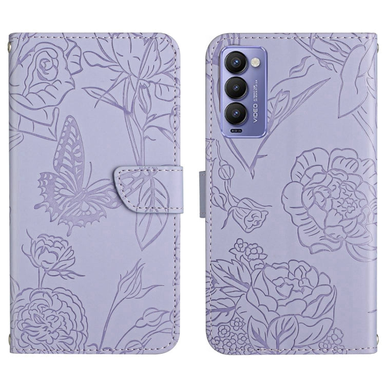 HT03 Skin Feel Butterfly Embossed Flip Leather Phone Case, For Tecno Camon 17 Pro, For Tecno Camon 17P, For Tecno Camon 18i, For Tecno Camon 18 P