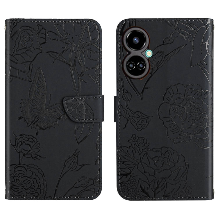 HT03 Skin Feel Butterfly Embossed Flip Leather Phone Case, For Tecno Camon 19 4G, For Tecno Camon 19 Pro 4G, For Tecno Pova 2, For Tecno Spark 8