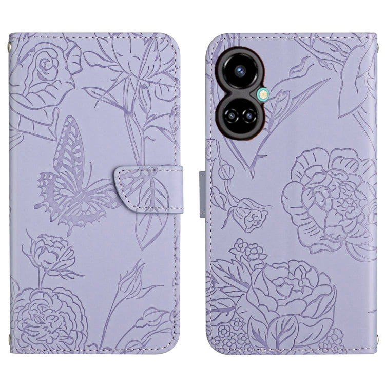 HT03 Skin Feel Butterfly Embossed Flip Leather Phone Case, For Tecno Camon 19 4G, For Tecno Camon 19 Pro 4G, For Tecno Pova 2, For Tecno Spark 8