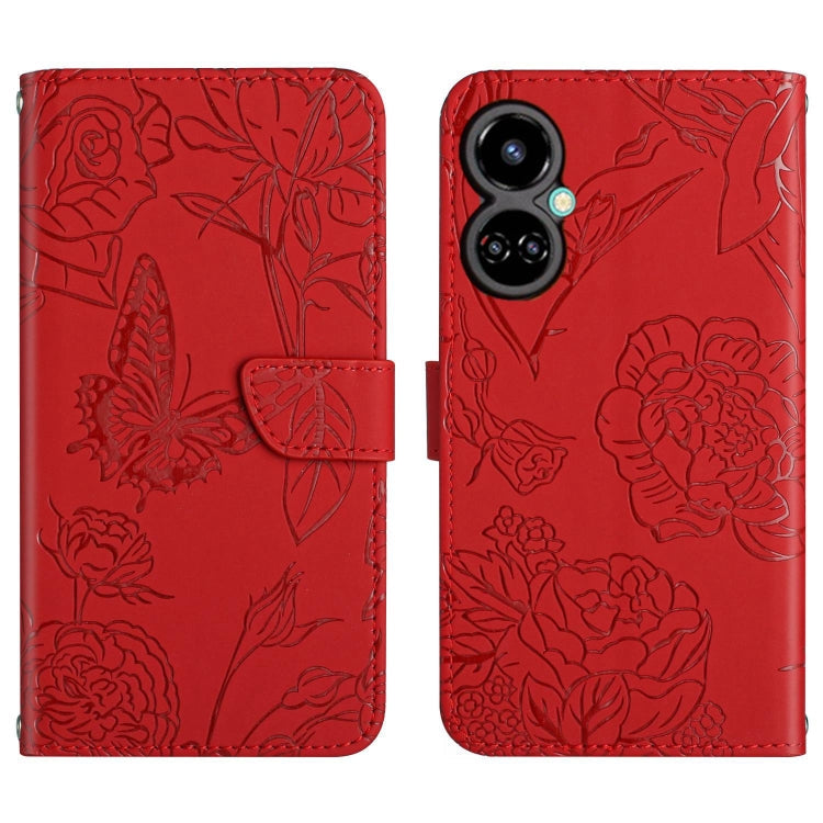 HT03 Skin Feel Butterfly Embossed Flip Leather Phone Case, For Tecno Camon 19 4G, For Tecno Camon 19 Pro 4G, For Tecno Pova 2, For Tecno Spark 8