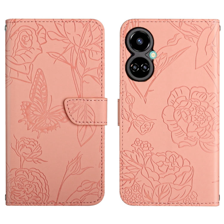 HT03 Skin Feel Butterfly Embossed Flip Leather Phone Case, For Tecno Camon 19 4G, For Tecno Camon 19 Pro 4G, For Tecno Pova 2, For Tecno Spark 8