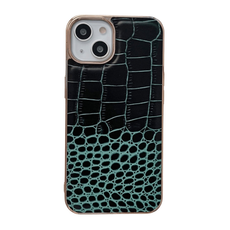 Crocodile Texture Genuine Leather Nano Electroplating Phone Case, For iPhone 14, For iPhone 13