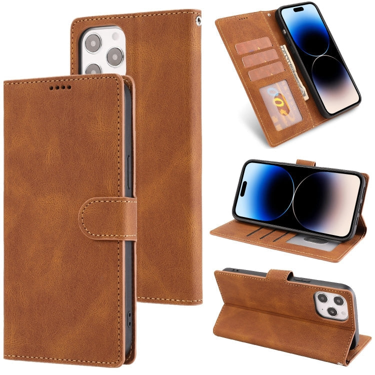 Fantasy Classic Skin-feel Calfskin Texture Leather Case, For iPhone 14, For iPhone 14 Plus, For iPhone 14 Pro, For iPhone 14 Pro Max