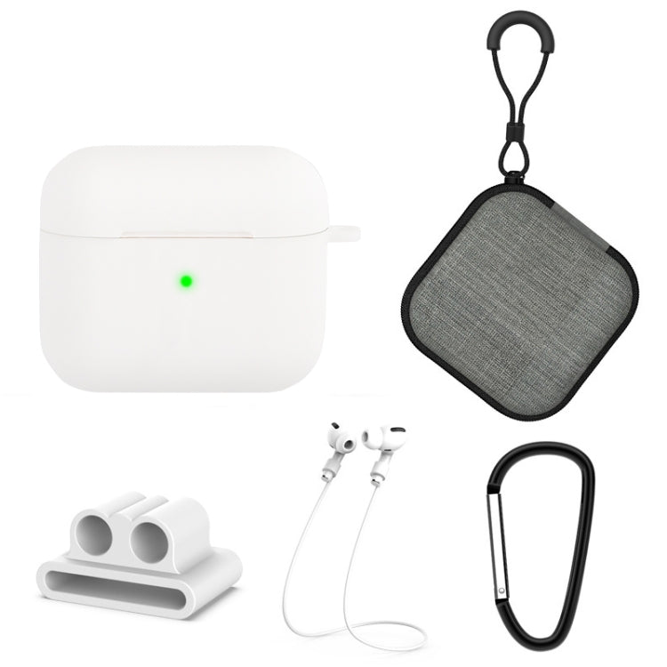 5 in 1 Silicone Earphone Protective Case + Earphone Bag + Earphones Buckle + Hook + Anti-lost Rope Set, For AirPods 3