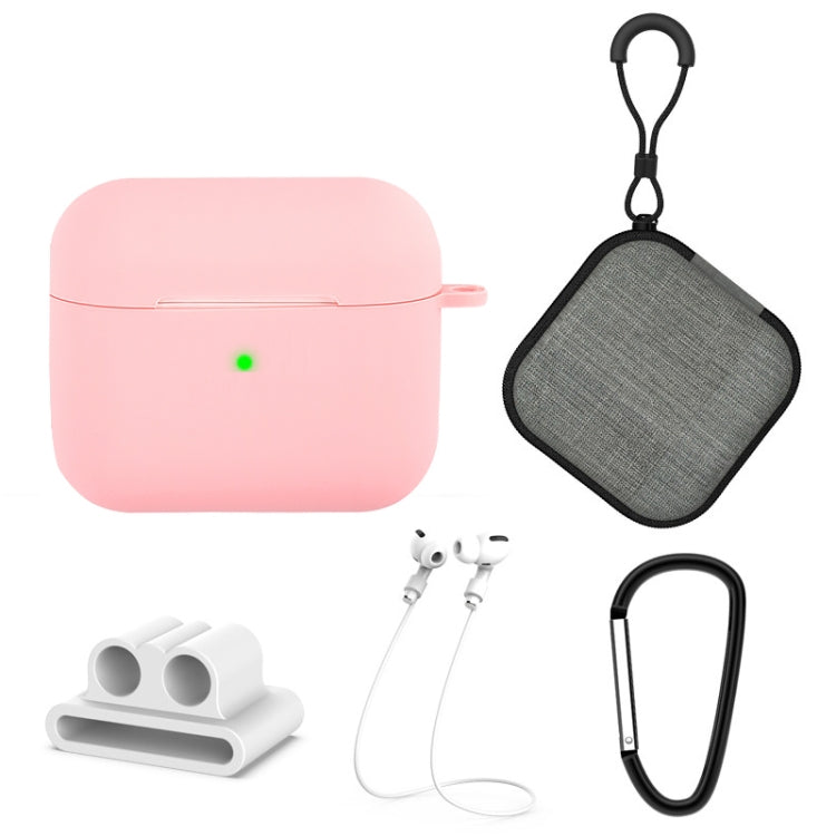 5 in 1 Silicone Earphone Protective Case + Earphone Bag + Earphones Buckle + Hook + Anti-lost Rope Set, For AirPods 3