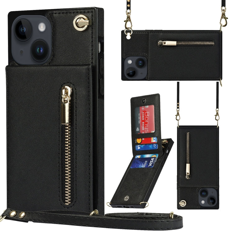Cross-body Zipper Square Phone Case with Holder, For iPhone 14, For iPhone 14 Plus, For iPhone 14 Pro, For iPhone 14 Pro Max