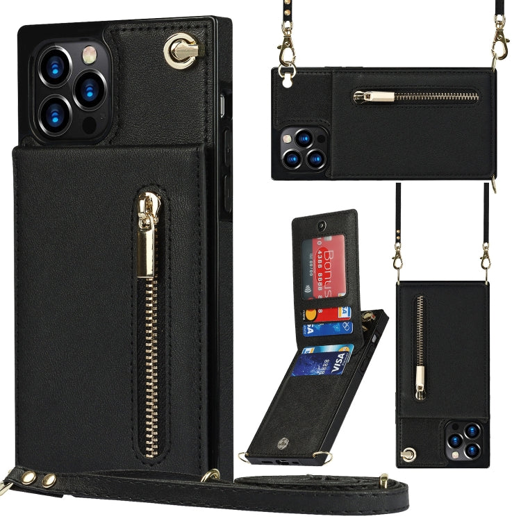 Cross-body Zipper Square Phone Case with Holder, For iPhone 14, For iPhone 14 Plus, For iPhone 14 Pro, For iPhone 14 Pro Max