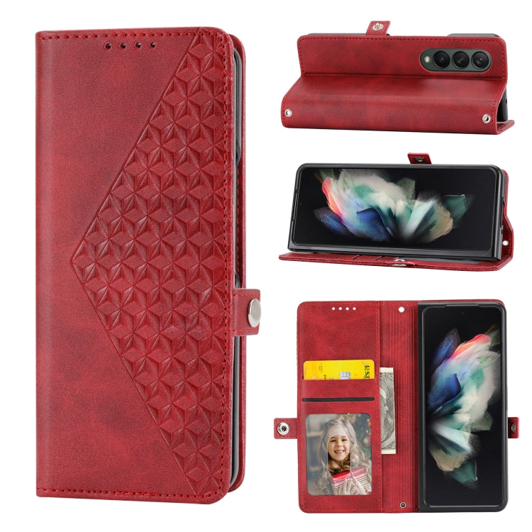 Cubic Grid Calf Texture Leather Phone Case, For Samsung Galaxy Z Fold4, For Samsung Galaxy Z Fold3 5G, For Samsung Galaxy Z Flip4, For Samsung Galaxy Z Flip3 5G