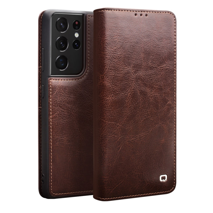 QIALINO Genuine Leather Phone Case, For Samsung Galaxy Note20 Ultra, For Samsung Galaxy S21 5G, For Samsung Galaxy S21 Ultra 5G, For Samsung Galaxy S22 Ultra 5G, For Samsung Galaxy S22+ 5G, For Samsung Galaxy S22 5G